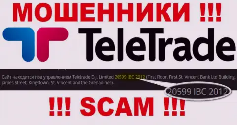 Номер регистрации воров TeleTrade (20599 IBC 2012) никак не доказывает их честность