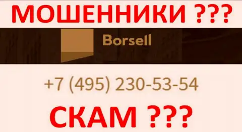 С какого номера телефона будут звонить internet мошенники из Borsell неизвестно, у них их множество
