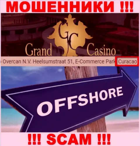 С конторой Grand Casino сотрудничать НЕ ТОРОПИТЕСЬ - скрываются в офшорной зоне на территории - Кюрасао
