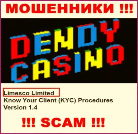 Информация про юридическое лицо мошенников Dendy Casino - Лимеско Лтд, не обезопасит Вас от их лап