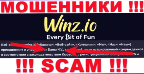 Dama N.V. - это юридическое лицо интернет мошенников Winz Casino