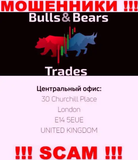 Не ведитесь на наличие информации о официальном адресе BullsBears Trades, у них на веб-портале эти данные ложные