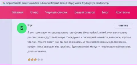 Интернет-сервис Bubble-Brokers Com представил информацию о ФОРЕКС организации WestMarket Limited