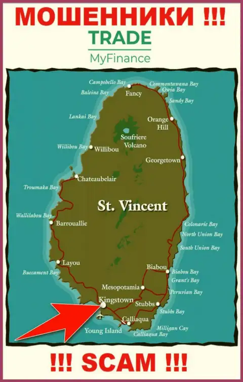 Официальное место регистрации internet-мошенников TradeMyFinance - Кингстаун, Сент-Винсент и Гренадины