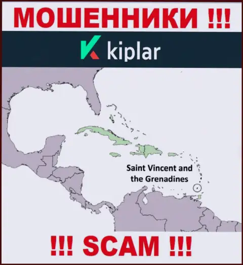ВОРЮГИ Kiplar Com имеют регистрацию очень далеко, а именно на территории - St. Vincent and the Grenadines
