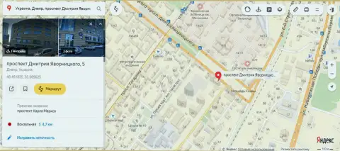 Предоставленный одним из сотрудников 770 Капитал почтовый адрес мошеннической форекс организации на Yandex Maps